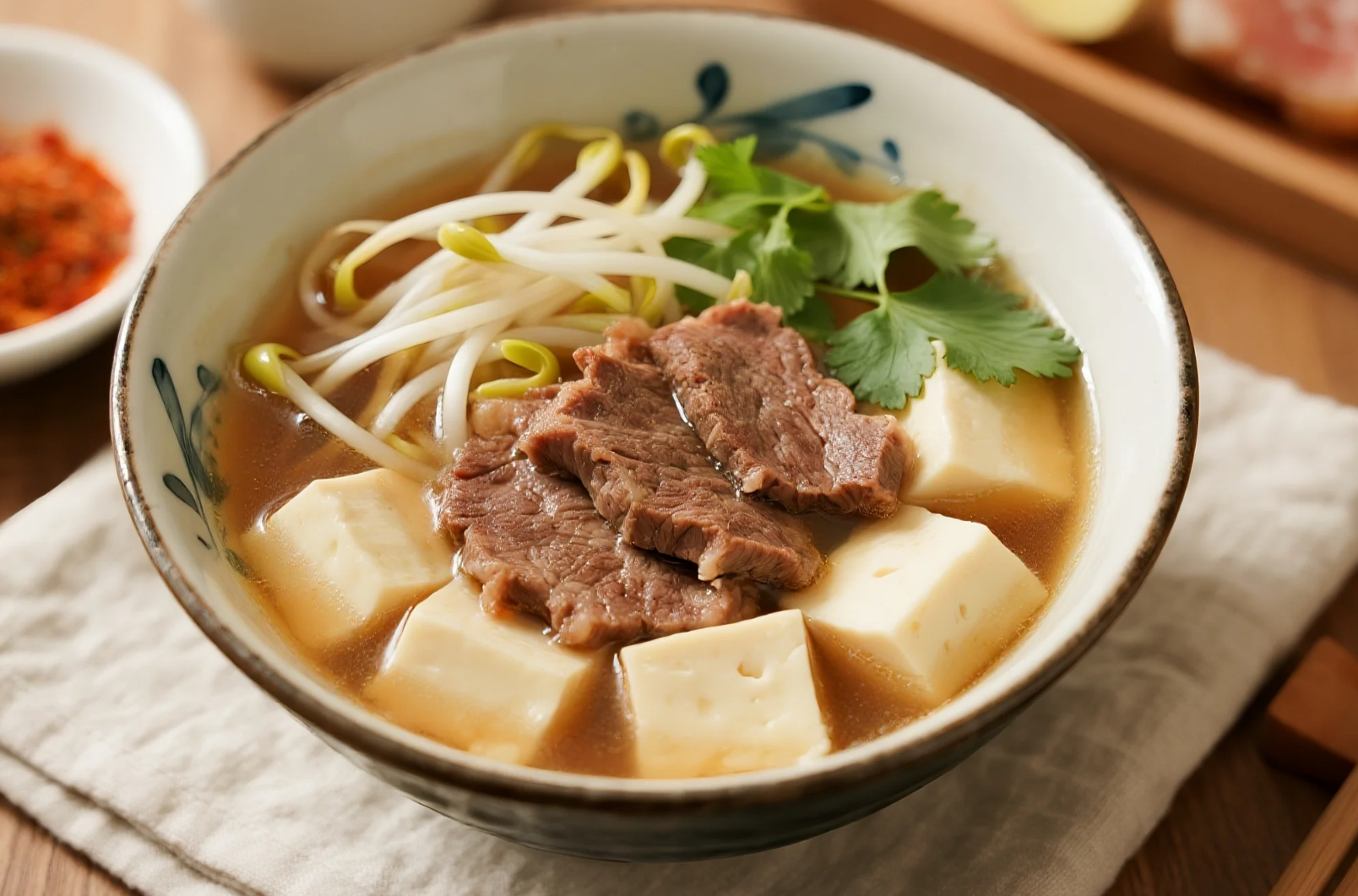 Refreshing and Light Slimming Soup: A Delicious Beef, Tofu, and Bean Sprout Soup for Fat Loss